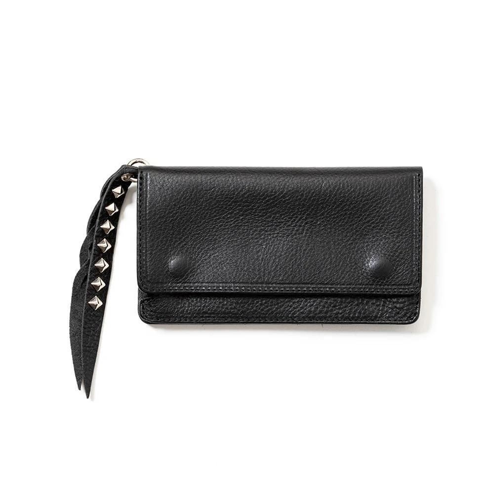 CALEE<BR>PLANE LEATHER LONG WALLET STUDS CHARM