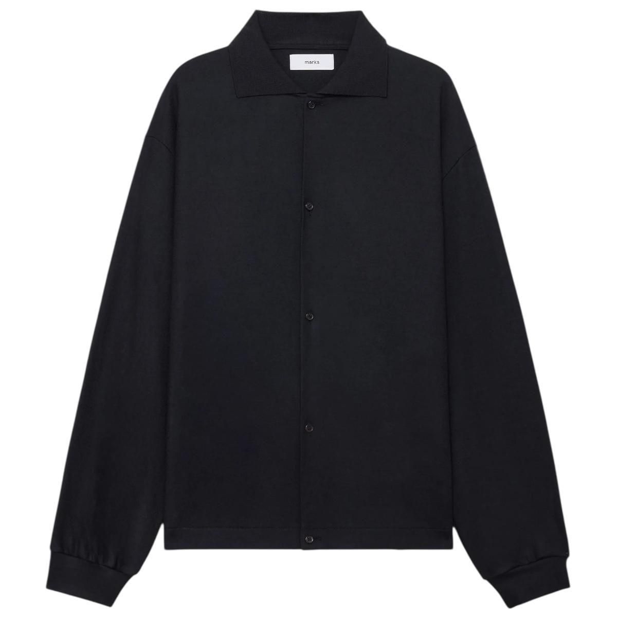 marka<BR>SHIRT CARDIGAN - SUPER 140S WOOL KNIT -(BLACK)