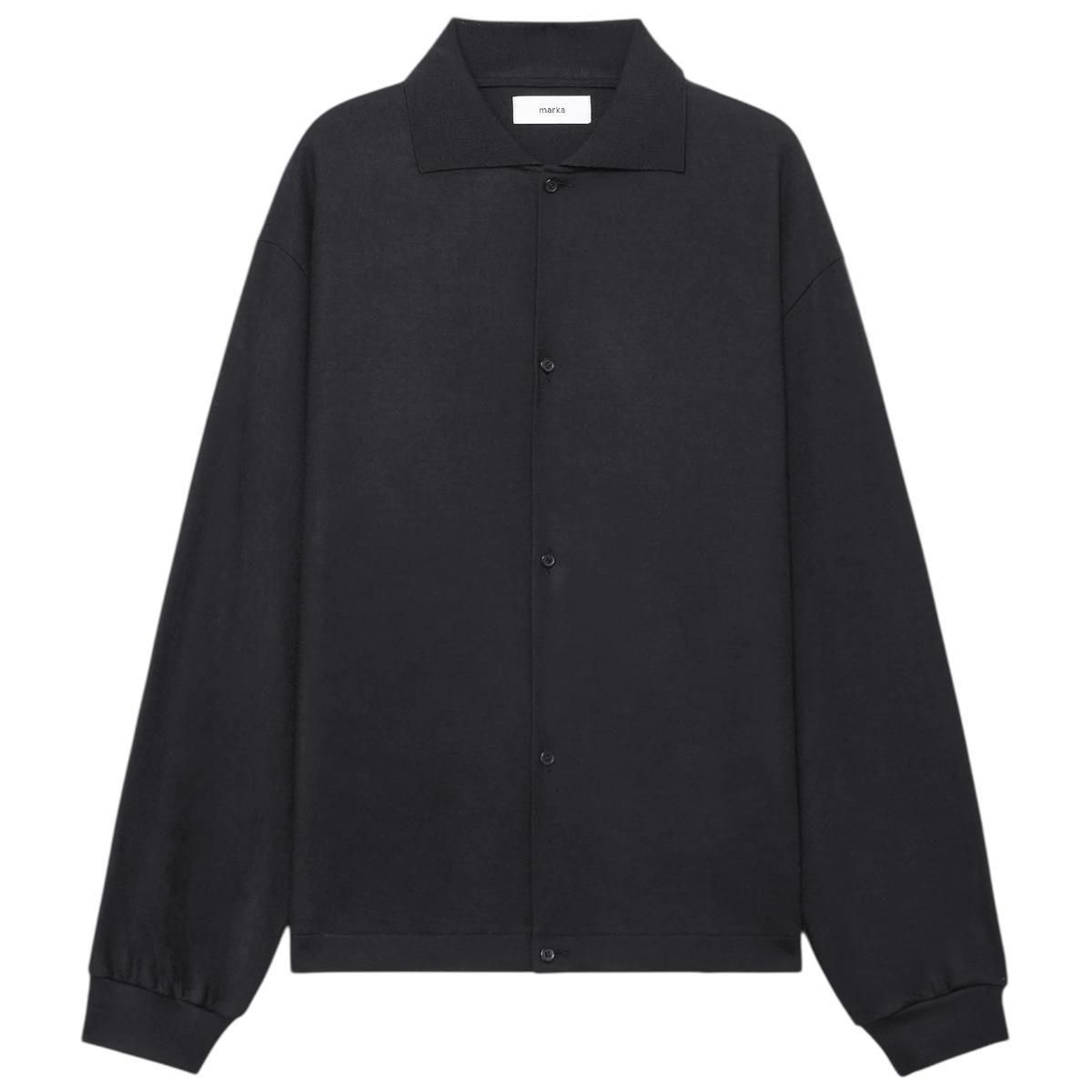 marka<BR>SHIRT CARDIGAN - SUPER 140S WOOL KNIT -(CHARCOAL)