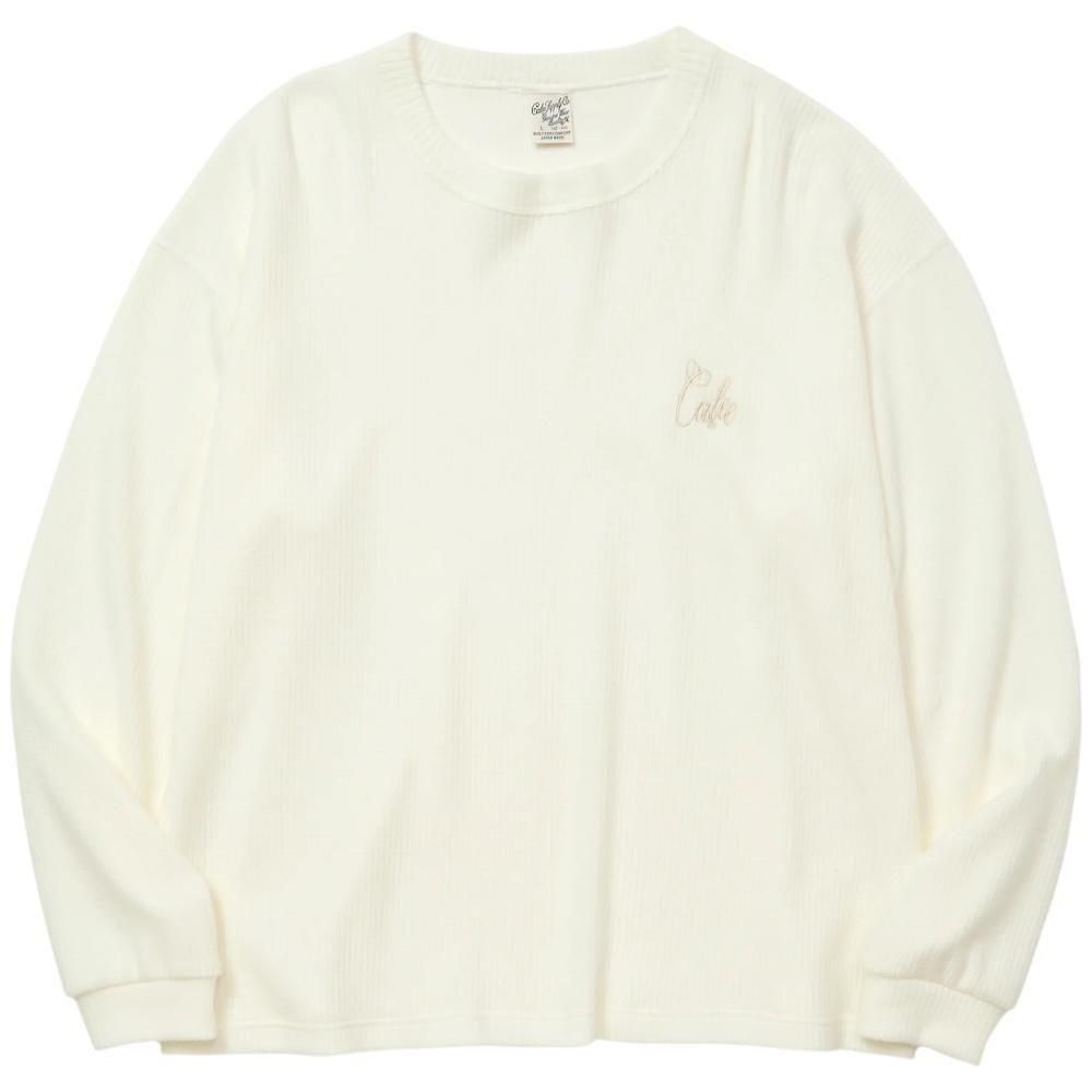 CALEE<BR>WAFFLE L/S CS(WHITE)