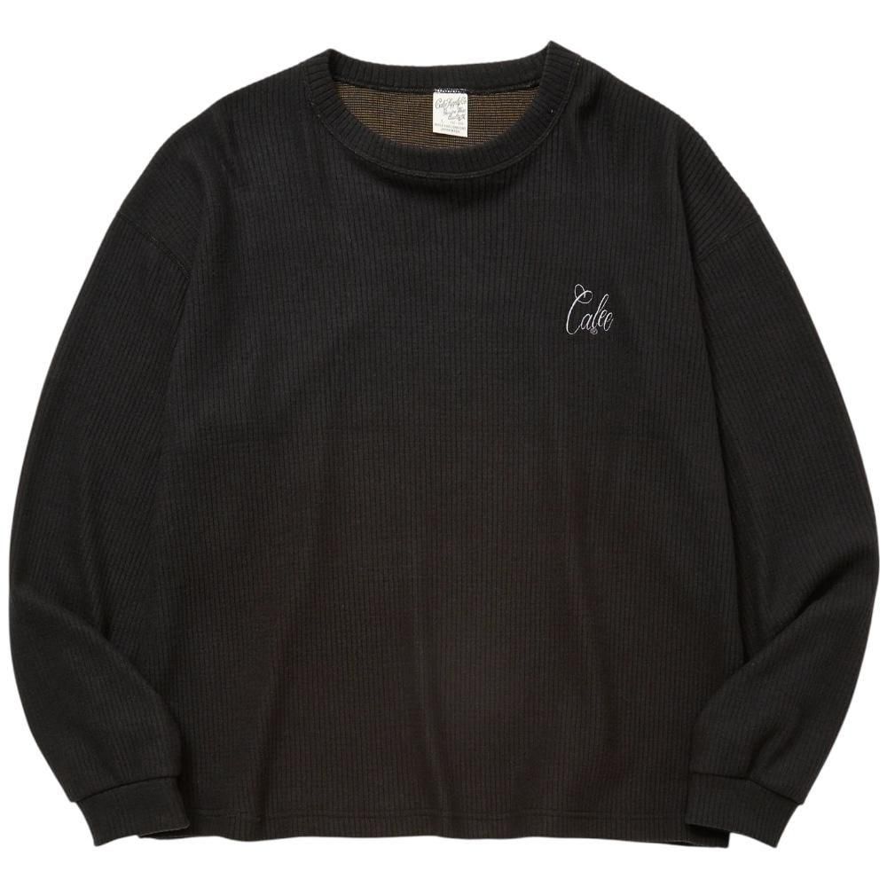 CALEE<BR>WAFFLE L/S CS(BLACK)