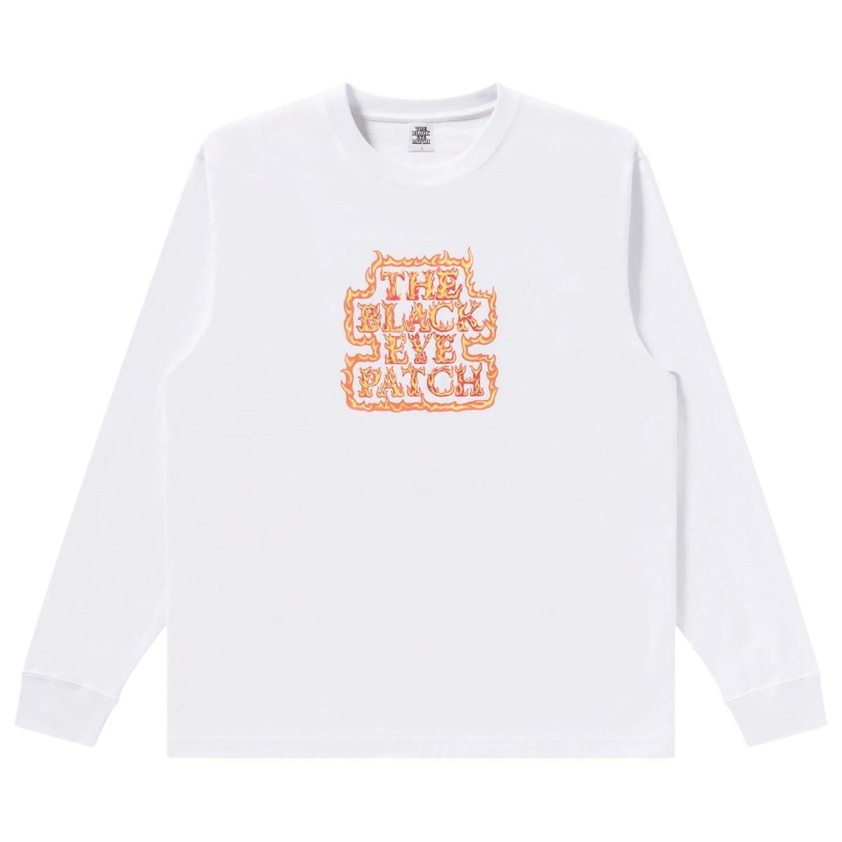 BlackEyePatch <BR>FLAMED OG LABEL L/S TEE(WHITE)