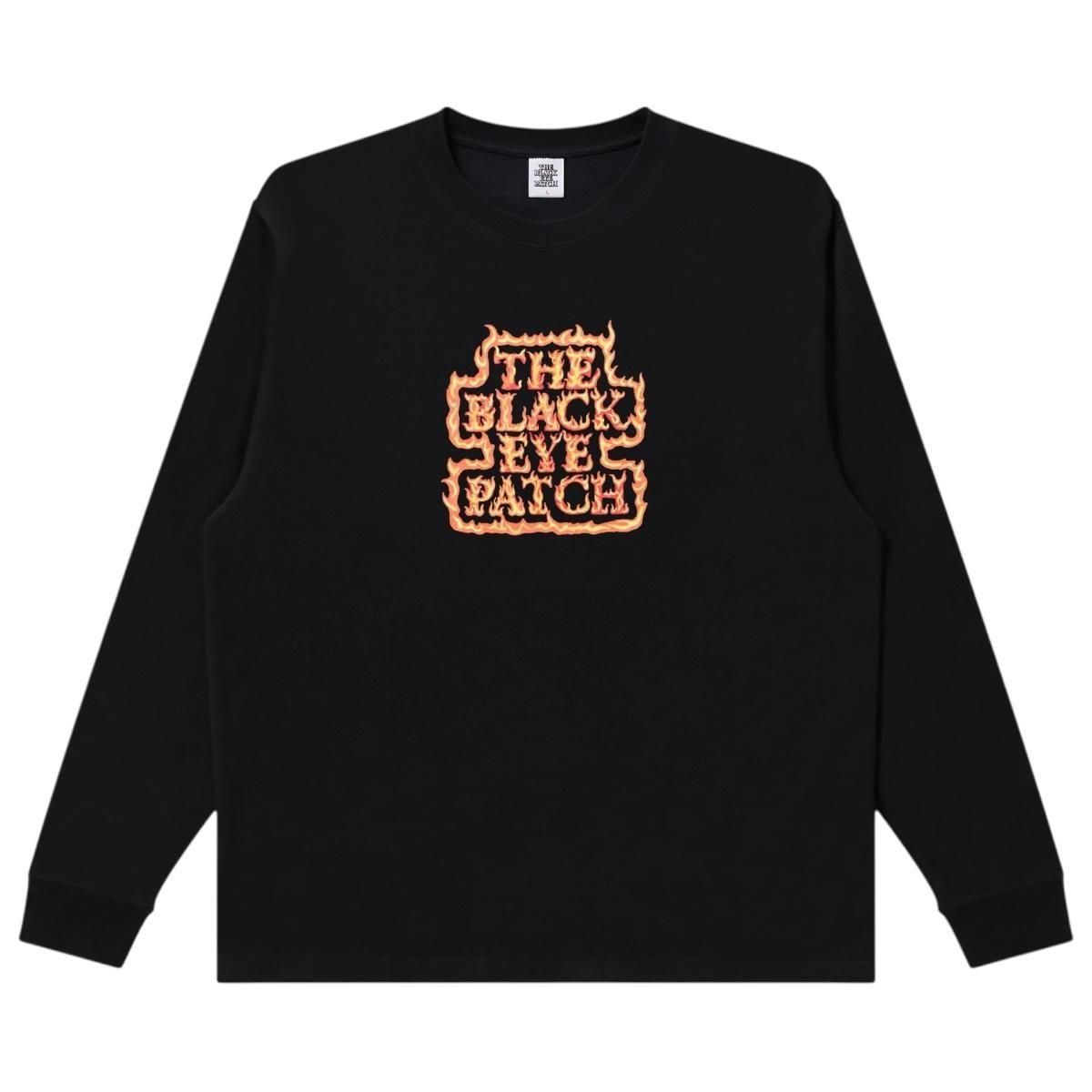 BlackEyePatch <BR>FLAMED OG LABEL L/S TEE(BLACK)