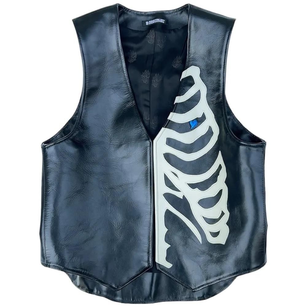 FIRSTRUST<BR>ROMEO / BONE VEST w/ BLUE HEARTS STUDS | BLACK