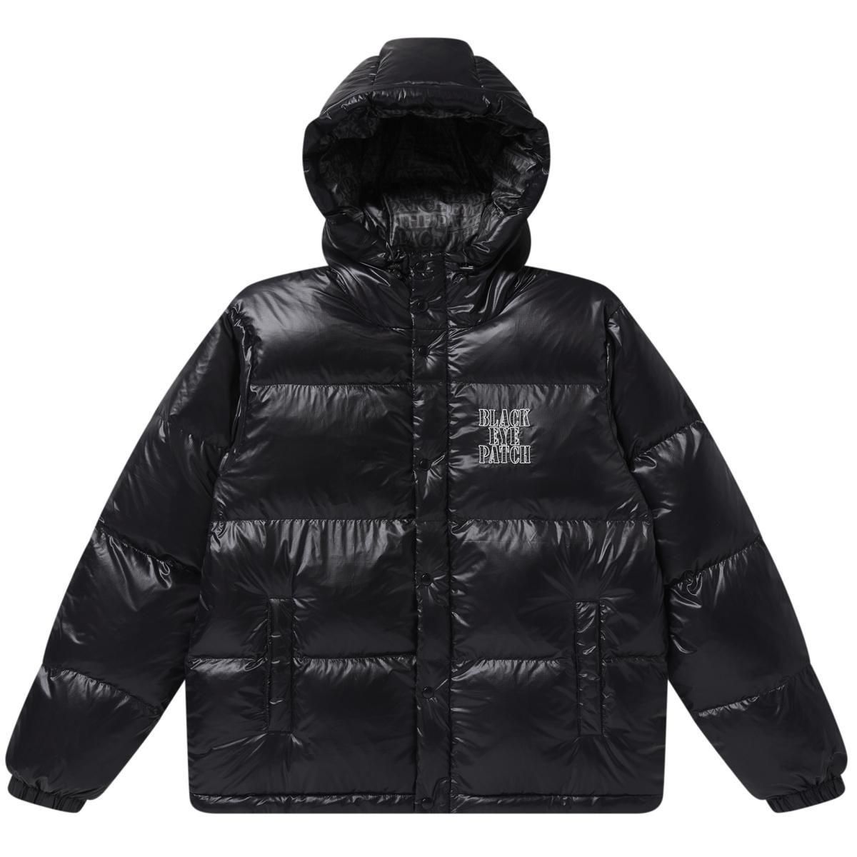 BlackEyePatch <BR>STENCIL LOGO HOODED DOWN JACKET(BLACK)