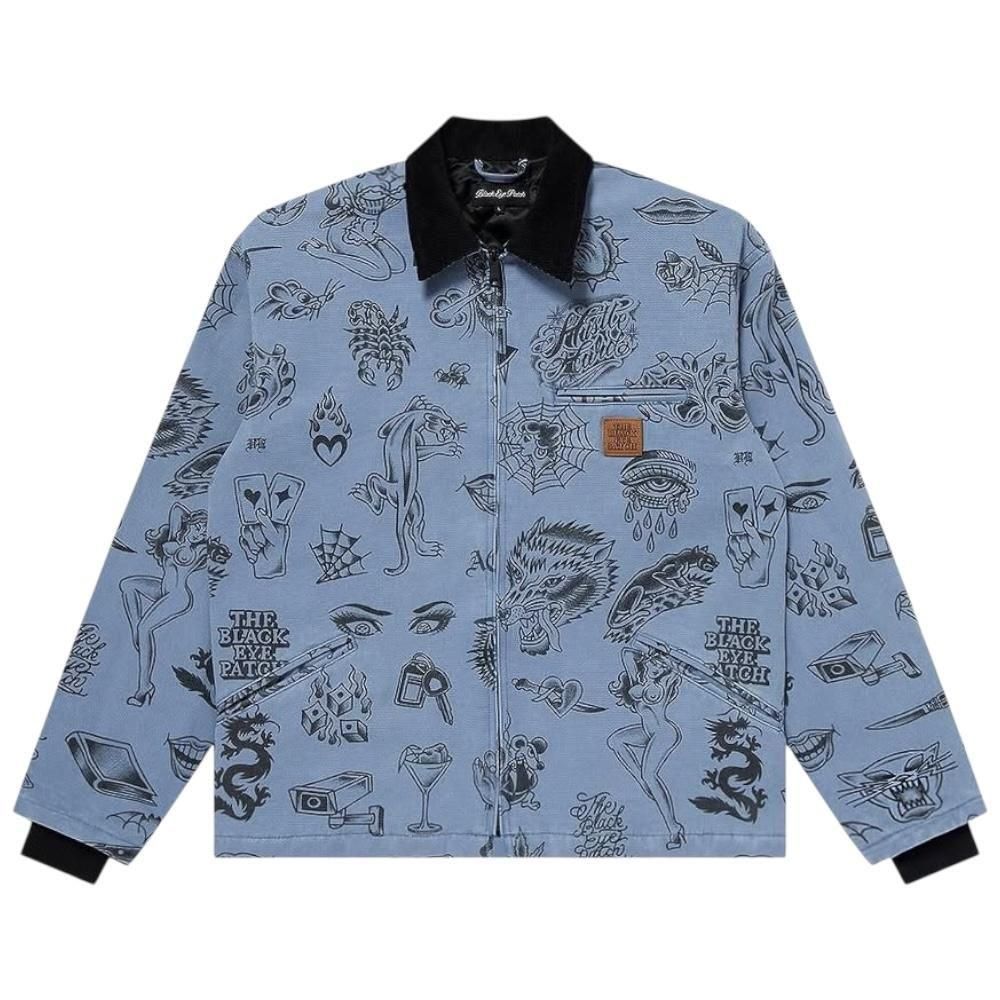 BlackEyePatch <BR>UE TATOO FLASH DUCK JACKET(L.BLUE)