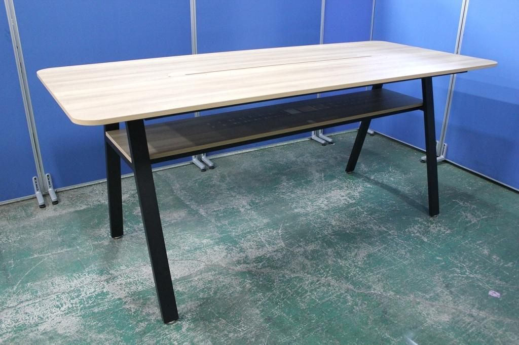 美品】プラス ワークフラン W2400ハイテーブル+ハイチェア8脚セット 美品】プラス ワークフラン W2400ハイテーブル+ハイチェア8脚セット