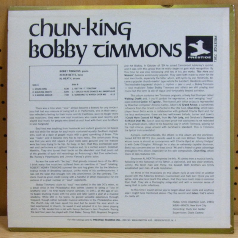Bobby Timmons Chun-King レコード LP ジャズ JAZZ - 洋楽