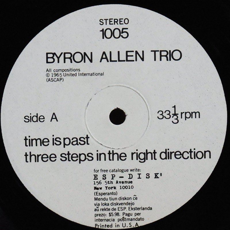 THE BYRON ALLEN TRIO / THE BYRON ALLEN TRIO - タイム | TIMERECORDS