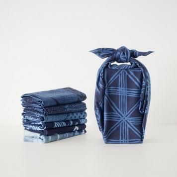 ろうけつ染 大判 布 アフリカ ナイジェリア ヨルバ ナイジェリア ヨルバ族の藍染布：アディレ・エレコの風呂敷