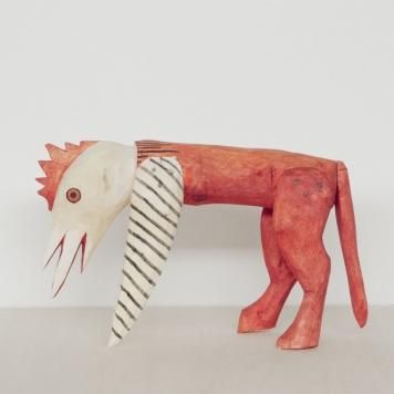 OAXACA Wood Carving Chicken Head Zebra：オアハカ ウッド