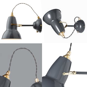 anglepoise original 1227 brass wall light elephant grey