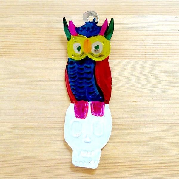 メキシコ ブリキオーナメント フクロウ(C) - メキシコ雑貨屋 メキシコ ブリキオーナメント フクロウ(C) - メキシコ雑貨屋