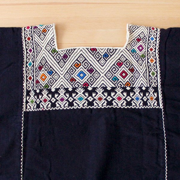 メキシコ 刺繍ブラウスチアパスサンアンドレスララインサール織