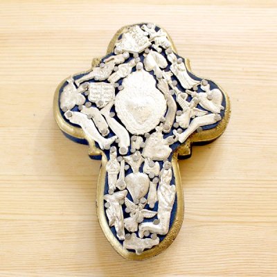 メキシコ 十字架ミラグロハートM（ブルー）[15cm]