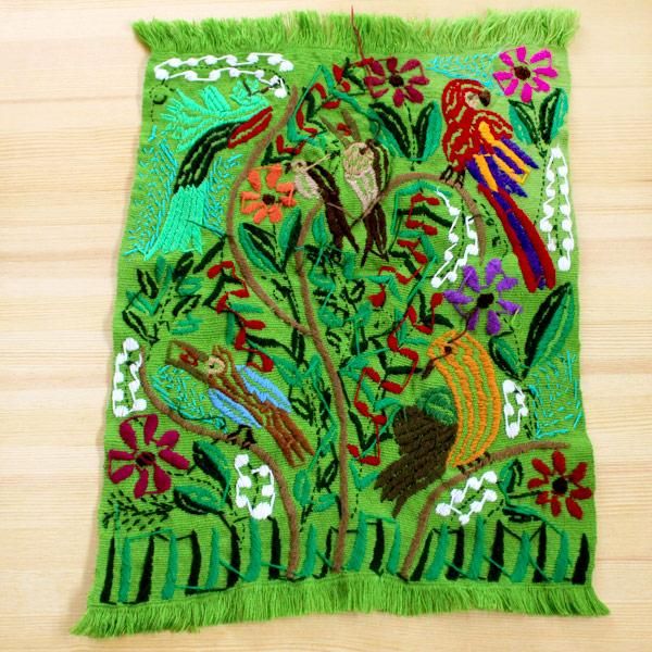 メキシコ センターテーブルクロスシナカンタン刺繍S（グリーンA