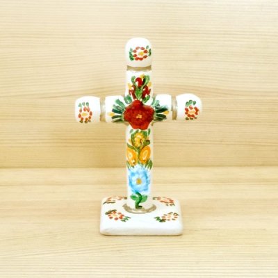 メキシコ 十字架ウッドスタンドS（ホワイトA）[10cm]