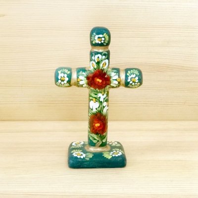 メキシコ 十字架ウッドスタンドS（ライトブルー）[10cm]