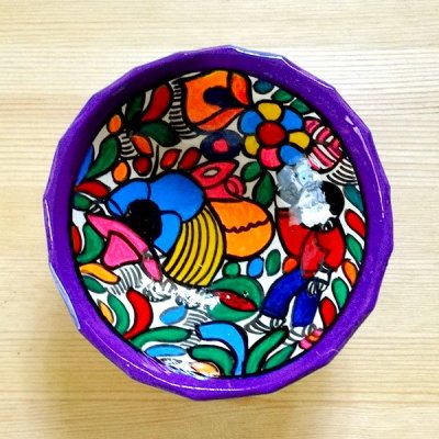 メキシコ 陶器絵皿イストリアM（パープル）[11〜12cm]