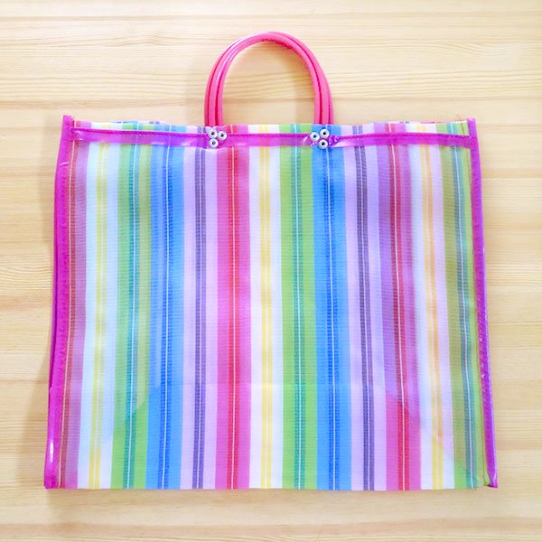 メキシコ メルカドメッシュバッグL（ピンク）[45cm] - メキシコ雑貨屋