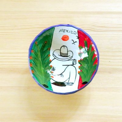 メキシコ 陶器絵皿サボテンS（B）[10〜11cm]
