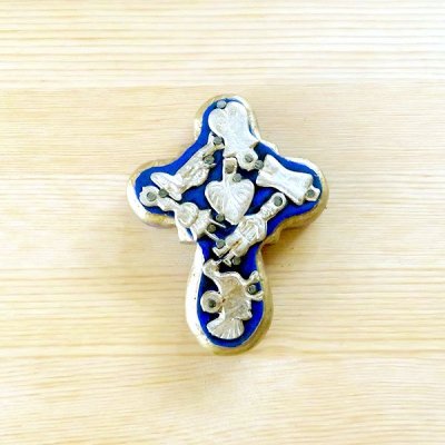 メキシコ 十字架ミラグロハートSS（ブルー）[8cm]