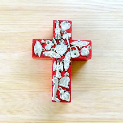 メキシコ 十字架ミラグロハートS（レッド）[11cm]