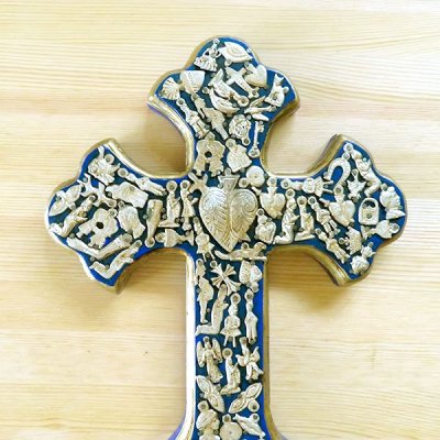 メキシコ 十字架ミラグロハートLL（ブルー）[30cm]
