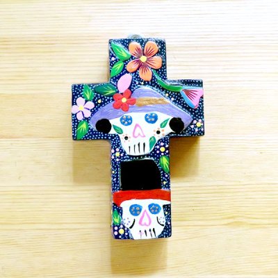 メキシコ 十字架アレブリヘガイコツM（ブルー）