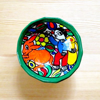 メキシコ 陶器絵皿イストリアS（グリーン）[10〜11cm]