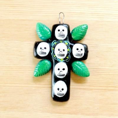 ドクロ　メキシコ　陶器11個 カラベラ 陶芸 がいこつ スカル- - メキシコ雑貨とメキシコの