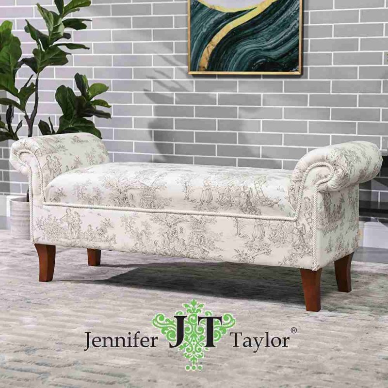 ジェニファーテイラー Jennifer Taylor ロールアームベンチ Toile de Jouy~トワルドジュイ~ 33031RB-JY02  メーカー直送 送料無料(一部地域を除きます。) 設置込 - ジェニファーテイラーとアンティーク・ロココ調家具の小江戸装飾