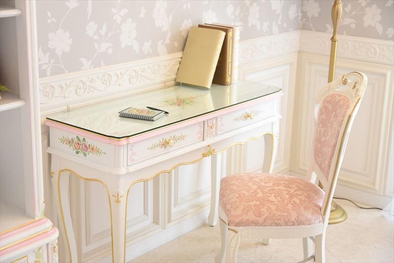 ROCOCO デスク (ガラス天板付き)(Royal Furniture】ロココ調 ROCOCO デスク (ガラス天板付き)(Royal Furniture】ロココ調