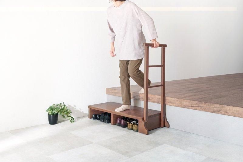 手すり付き玄関踏み台(片側手すり・ワイド) MFD-6909 メーカー直送商品