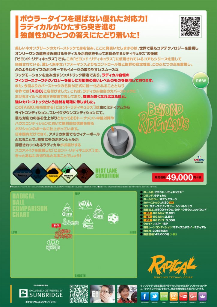ビヨンド・リディキュラス ［ラディカル］ 日本最大のボウリングボール、ボウリング用品の専門店プロショップベガ