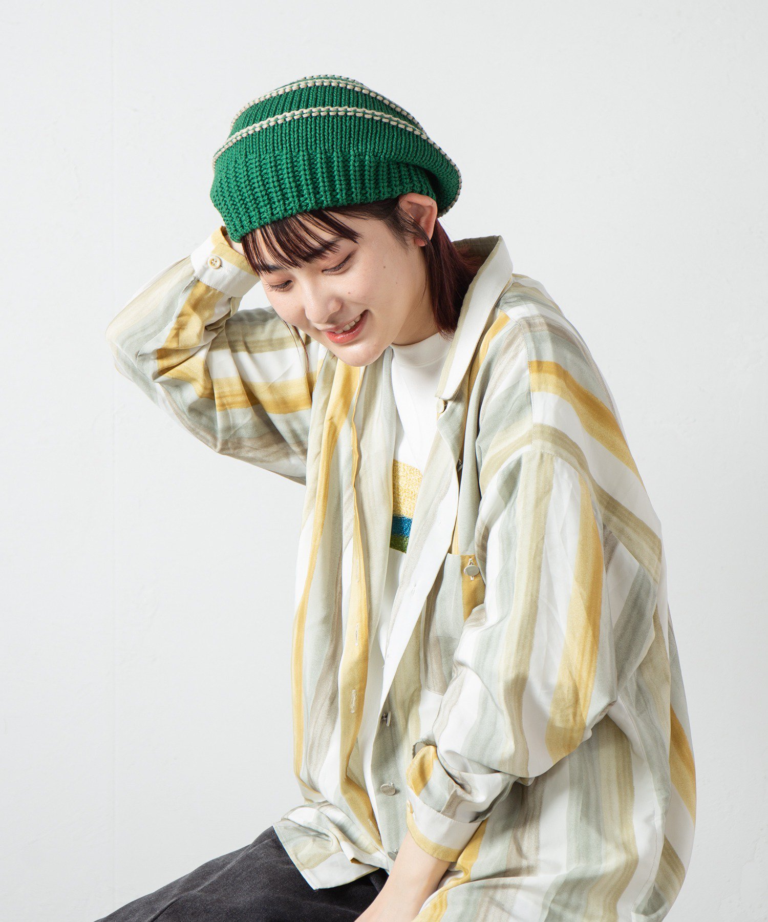 RACAL Stripe Knit Tam Beret 1277 ボーダーニットタムベレー