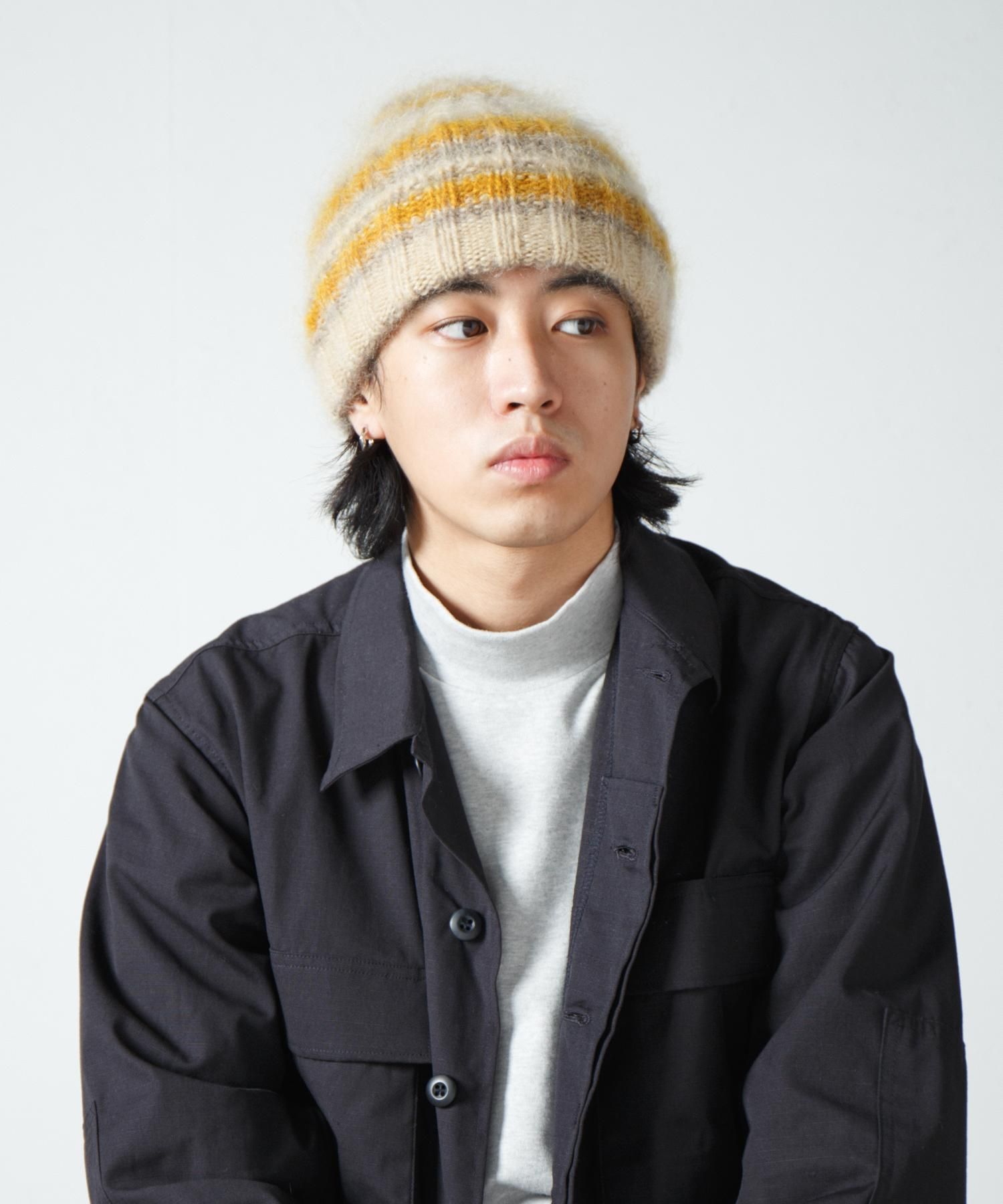 RACAL ニット帽 ニットキャップ Mohair Border Knit Cap