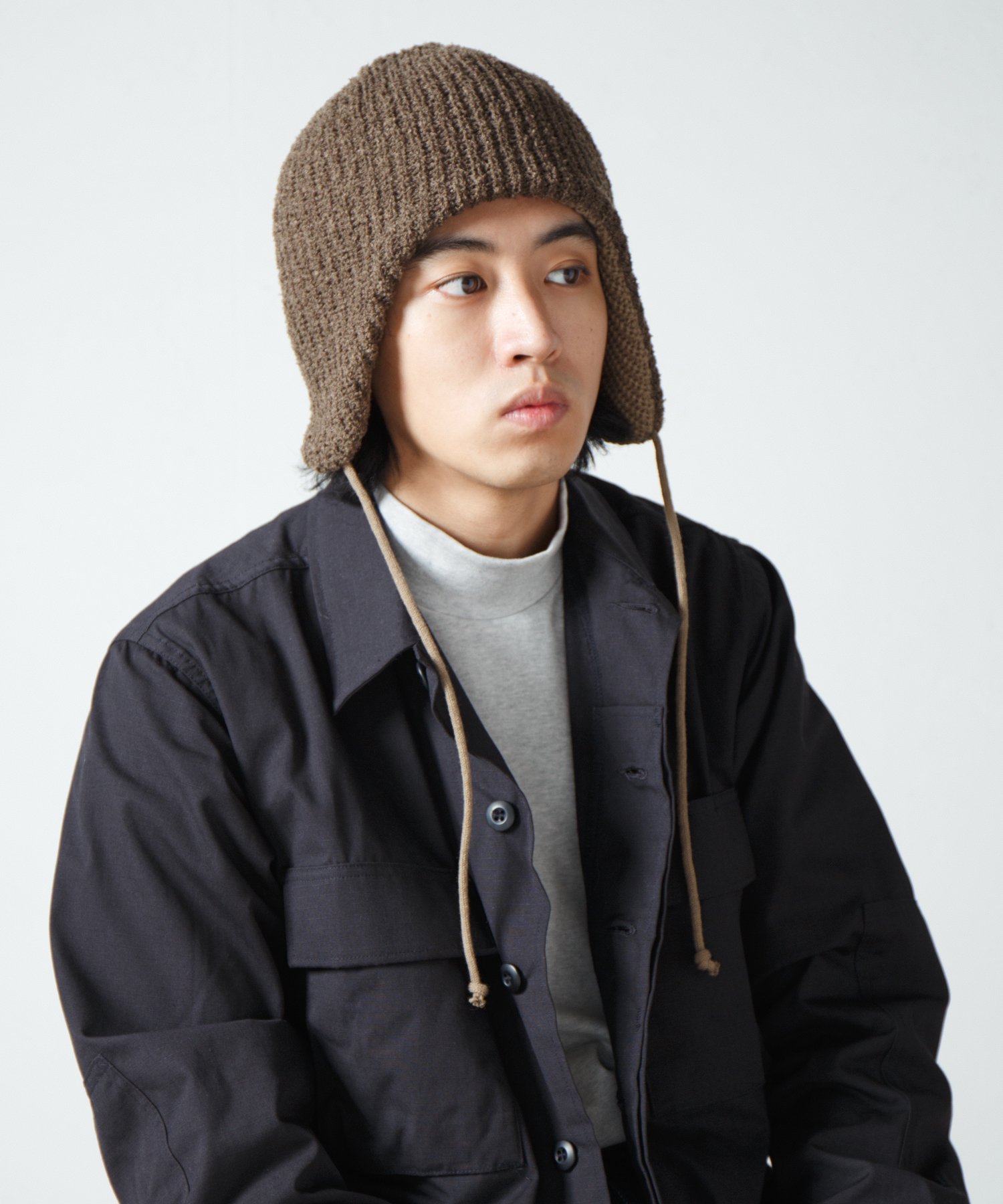 Racal Reversible Ear Knit Cap 1318 リバーシブル耳当て付きニットキャップ | ミドルゲージの5G畔編み |  リングヤーン・バルキーウール - Ray's Store / レイズストア