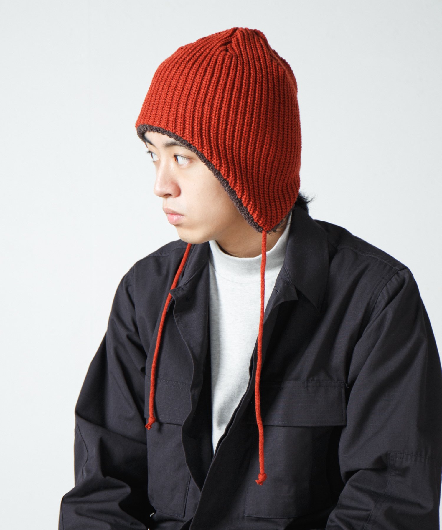 Racal Reversible Ear Knit Cap 1318 リバーシブル耳当て付きニットキャップ | ミドルゲージの5G畔編み |  リングヤーン・バルキーウール - Ray's Store / レイズストア