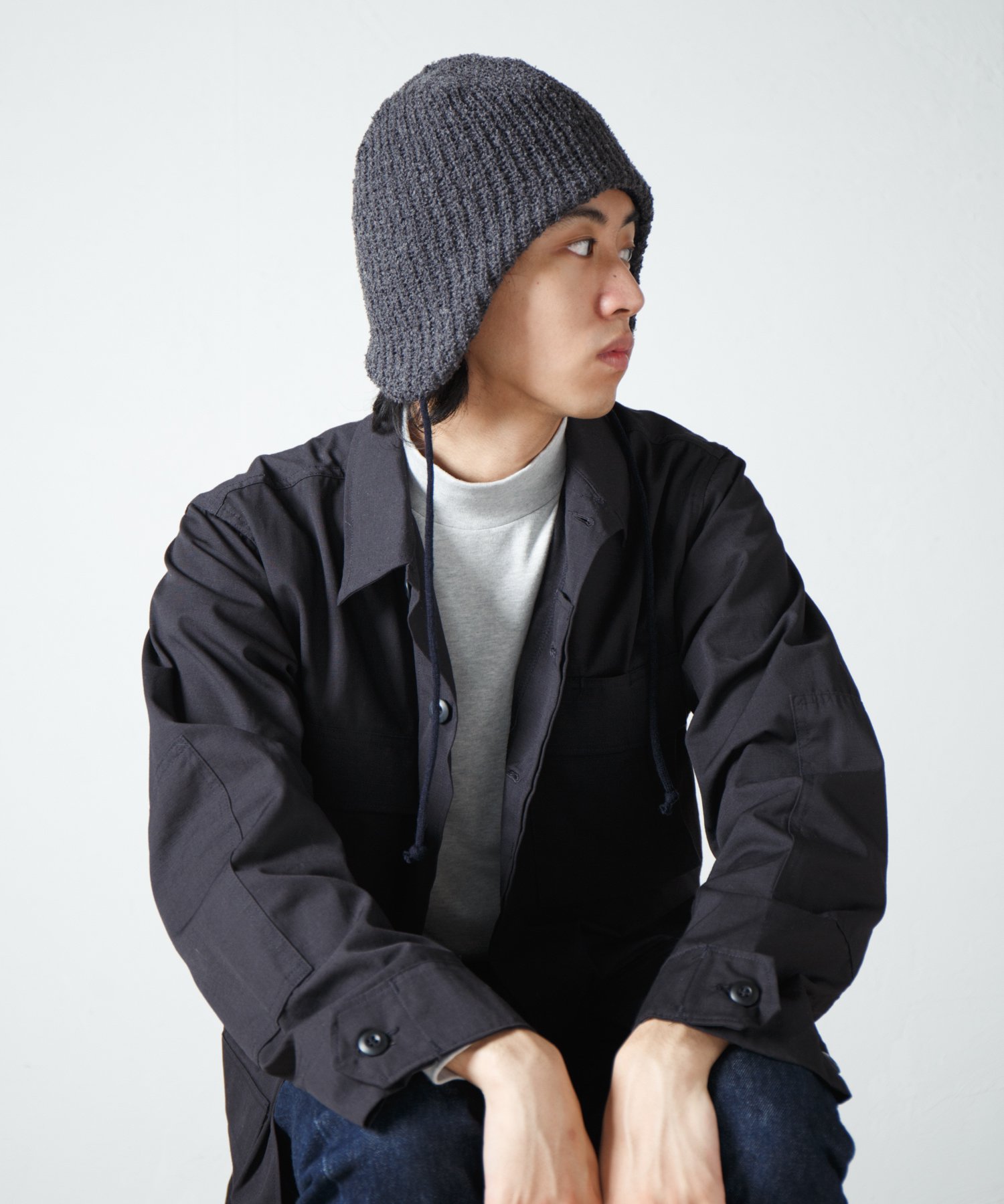 Racal Reversible Ear Knit Cap 1318 リバーシブル耳当て付きニット