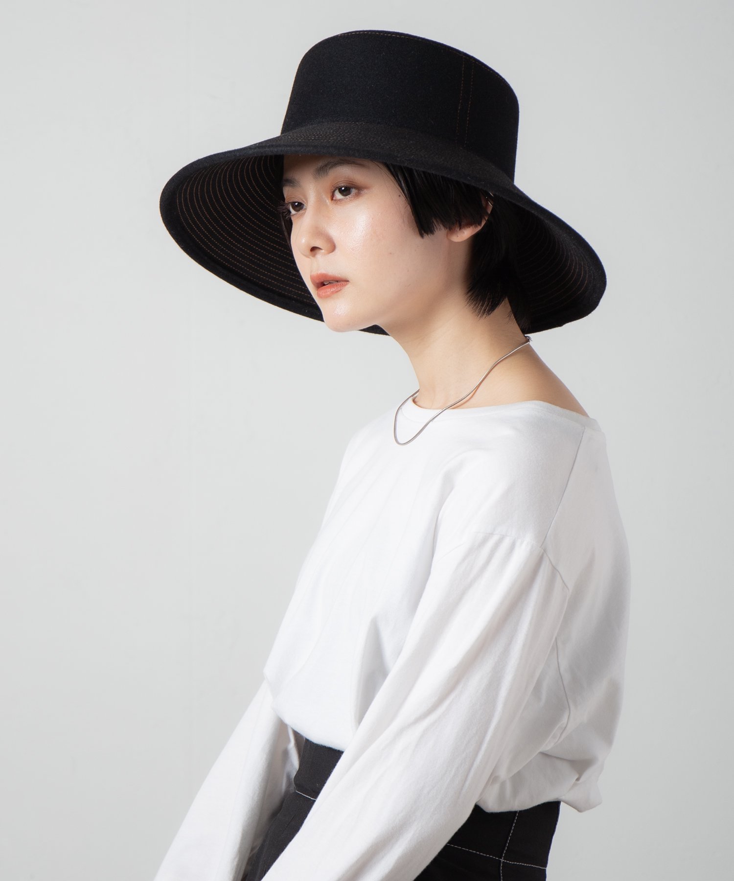 Indietro Association Stitch Brim Rabbitfur Hat 048ステッチブリムラビットファーハット |  ラビットファーを使用したワイドブリムのハット - Ray's Store / レイズストア