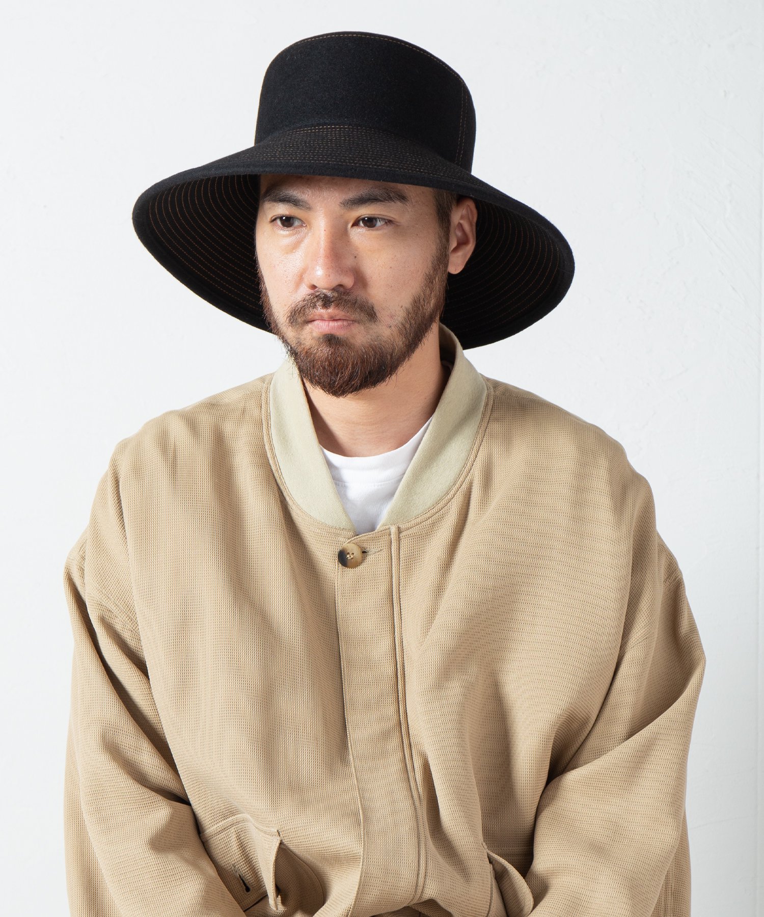 Indietro Association Stitch Brim Rabbitfur Hat 048ステッチブリム