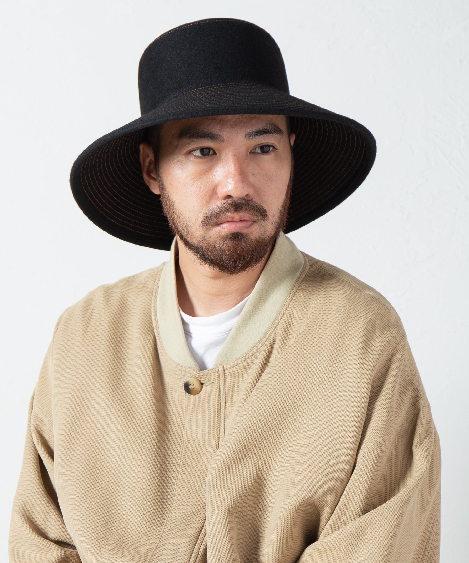 Indietro Association Stitch Brim Rabbitfur Hat 048ステッチブリムラビットファーハット |  ラビットファーを使用したワイドブリムのハット - Ray's Store / レイズストア