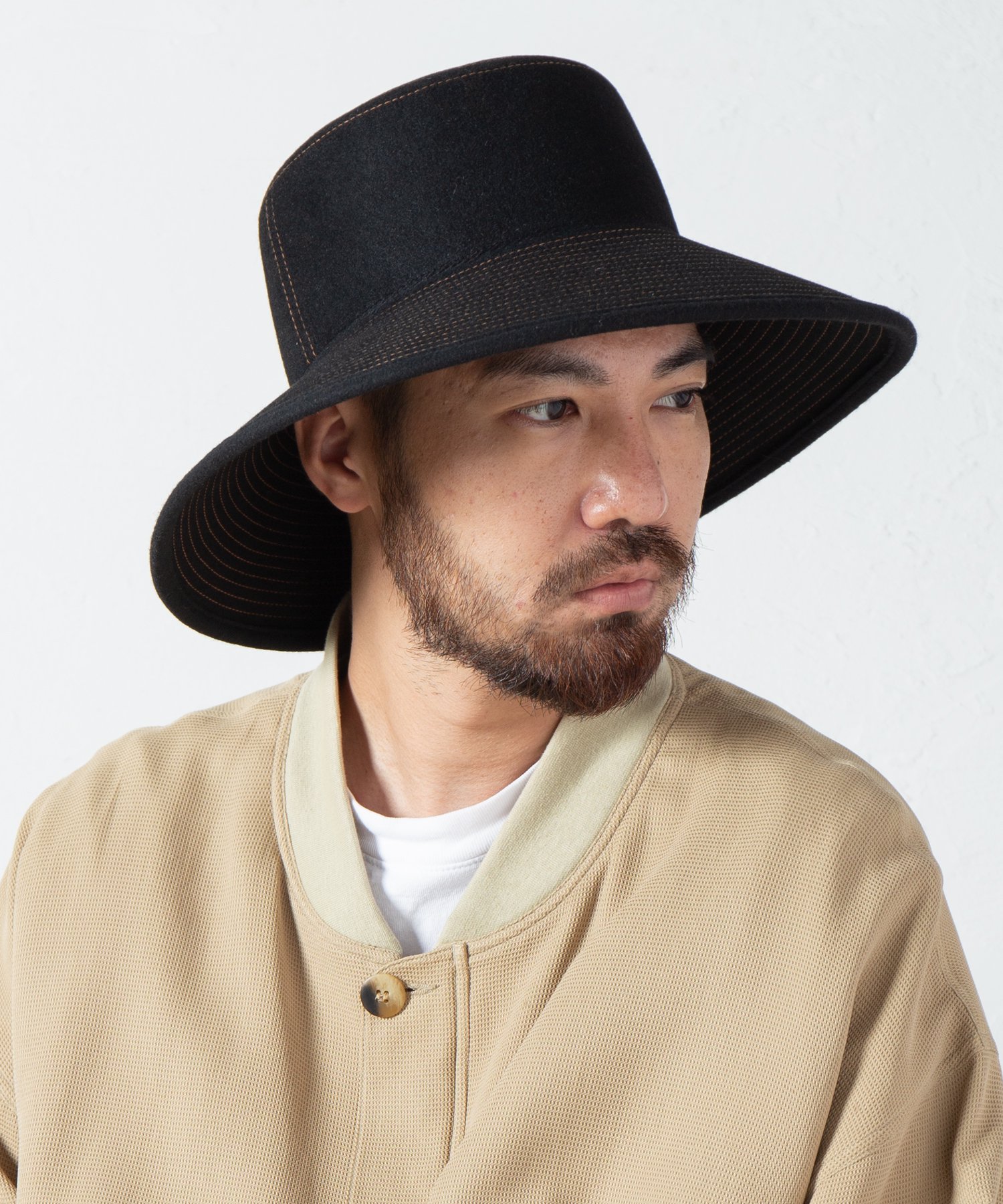 Indietro Association Stitch Brim Rabbitfur Hat 048ステッチブリム 