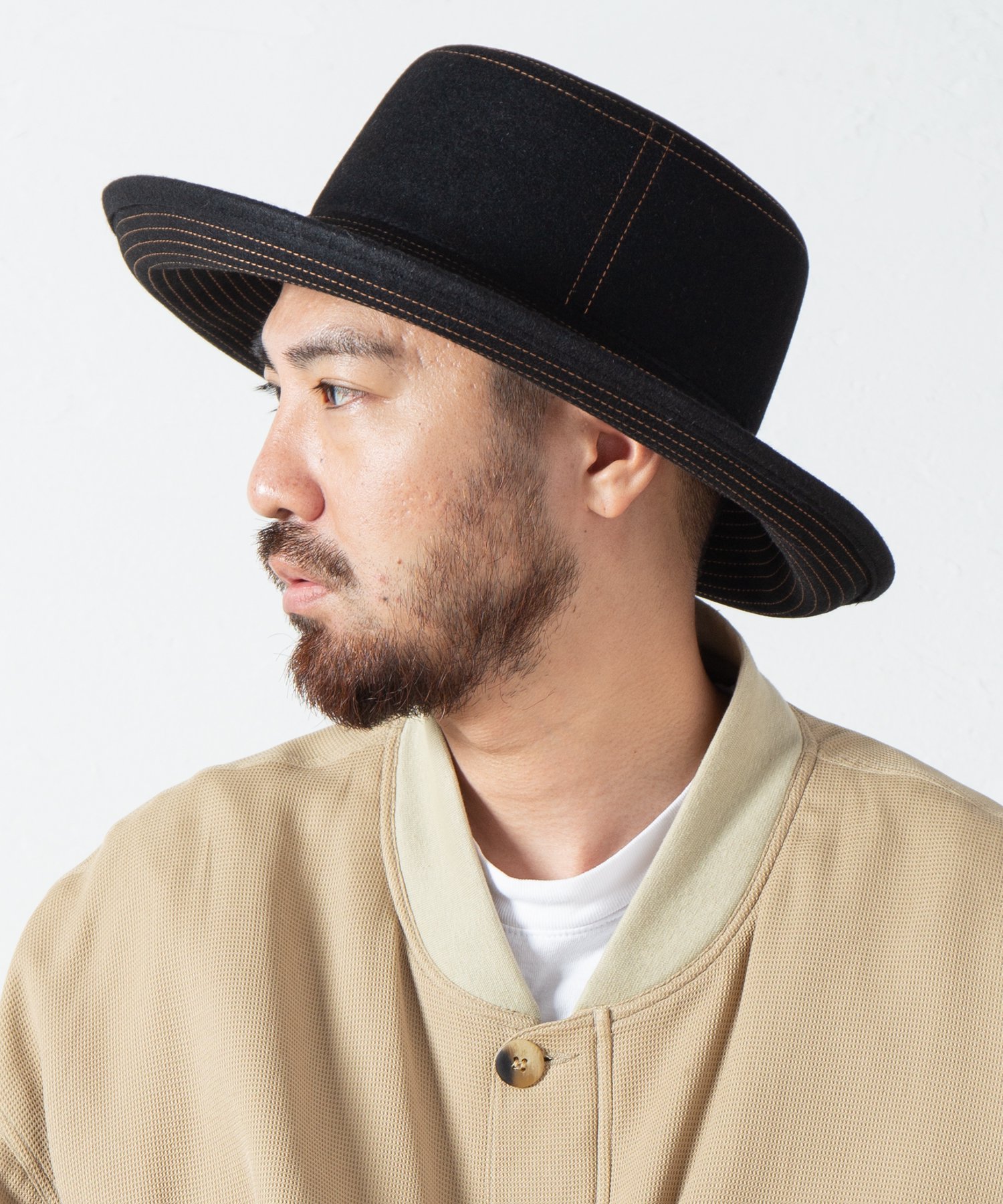 Indietro Association Stitch Brim Rabbitfur Hat 048ステッチブリム