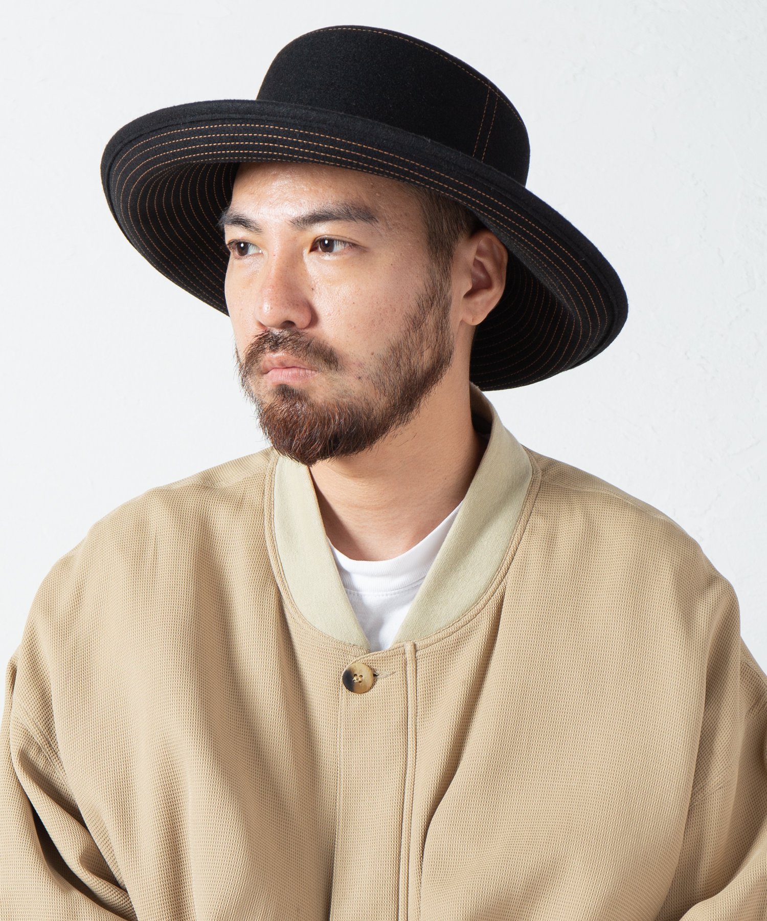 Indietro Association Stitch Brim Rabbitfur Hat 048ステッチブリム