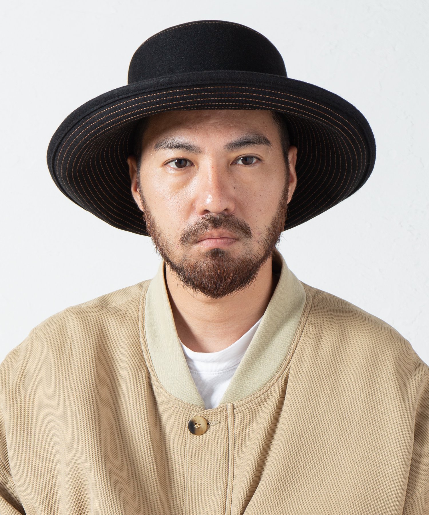 Indietro Association Stitch Brim Rabbitfur Hat 048ステッチブリム