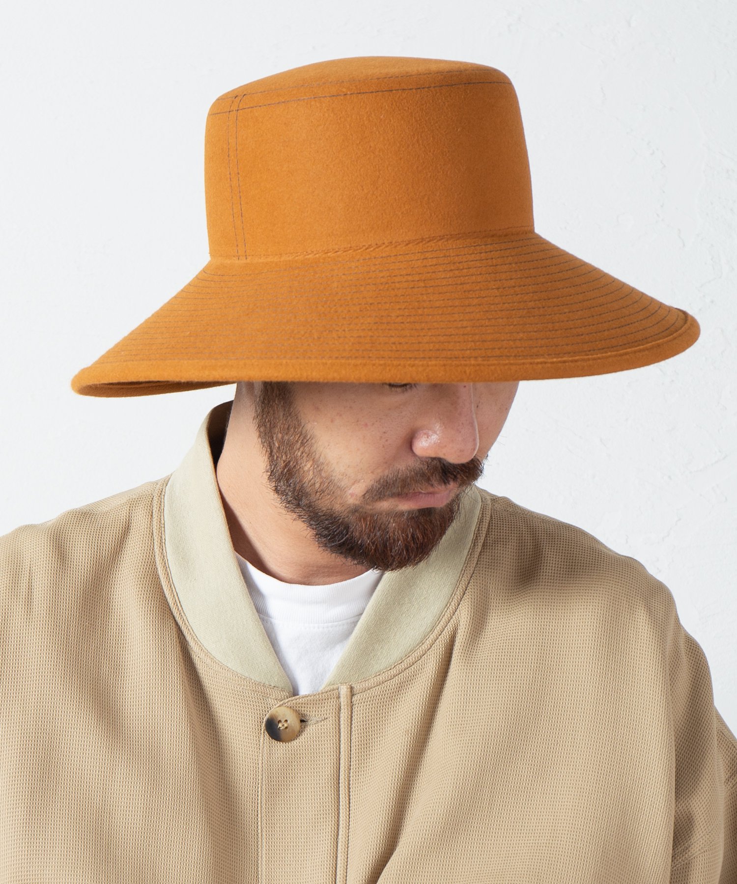 Indietro Association Stitch Brim Rabbitfur Hat 048ステッチブリム