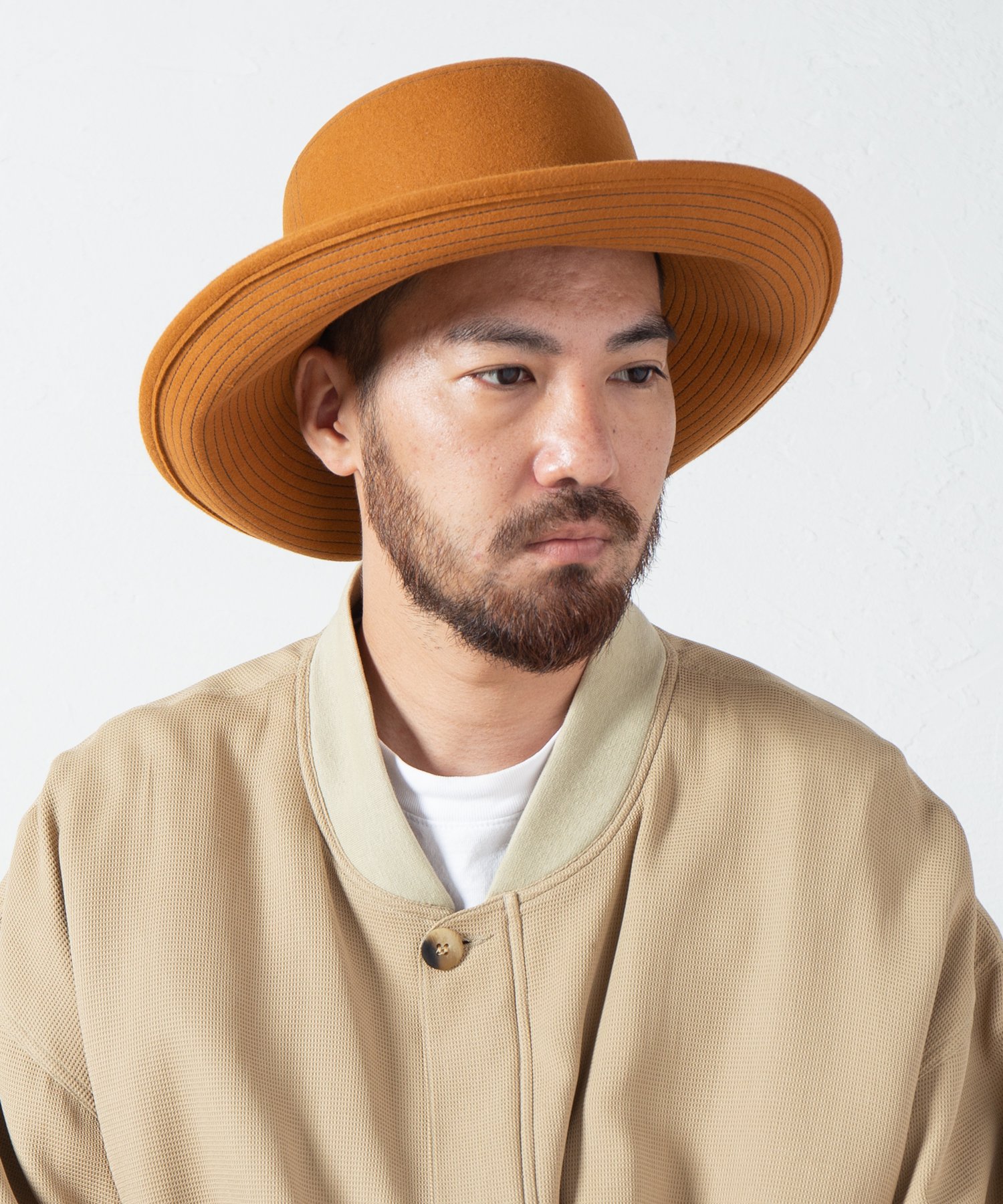 Indietro Association Stitch Brim Rabbitfur Hat 048ステッチブリム