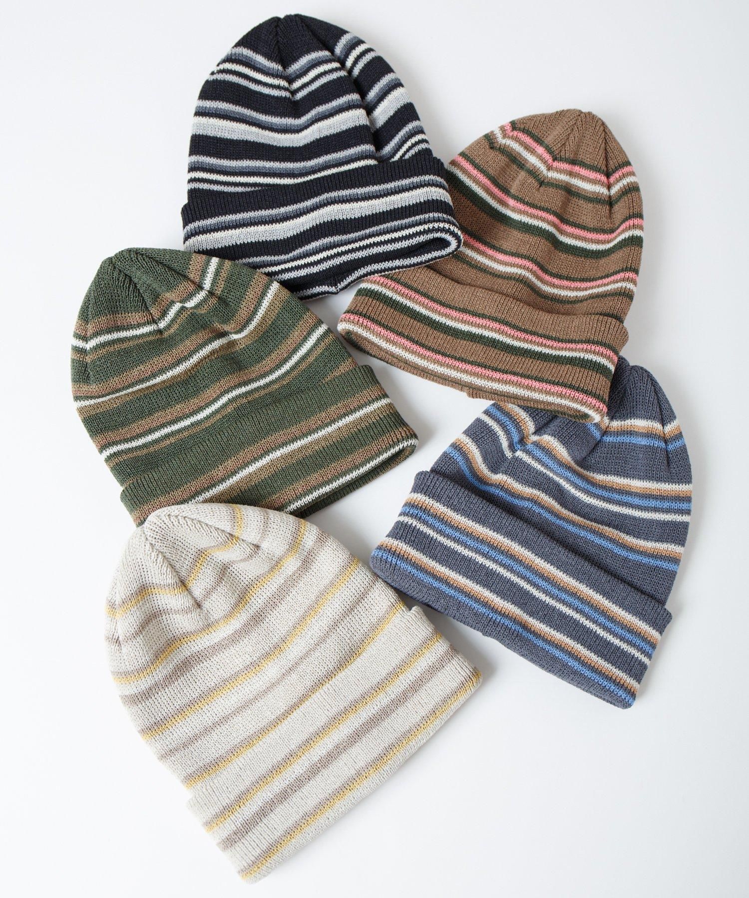 RACAL Japanese Paper Blend Multi Stripe Knit Beanie 1341
